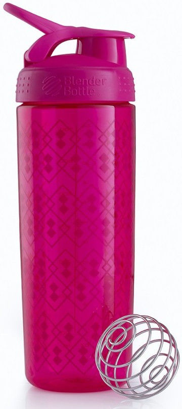 Шейкер спортивный BlenderBottle Signature Sleek 820ml (ORIGINAL) Pink Geo Lace фото видео изображение