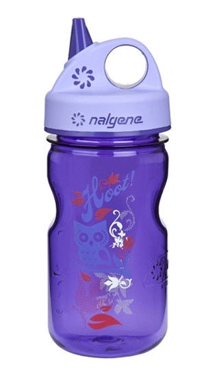 Бутылка Nalgene Grip'n Gulp 350ml Purple Hoot Art фото видео изображение